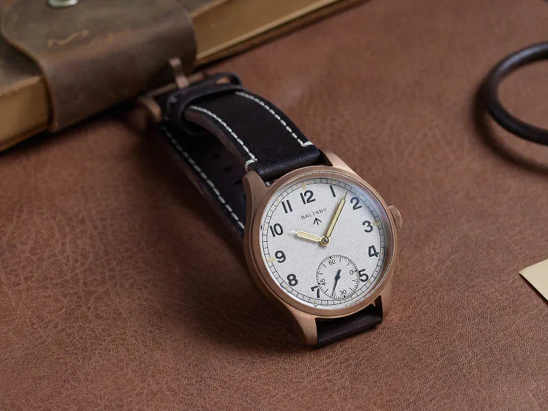 Baltany Vintage Dirty Dozen Wristwatches Golden Hands Seagull ST3620 Luminous 5ATM Leather Automatic Retro D12 Bronze Watches