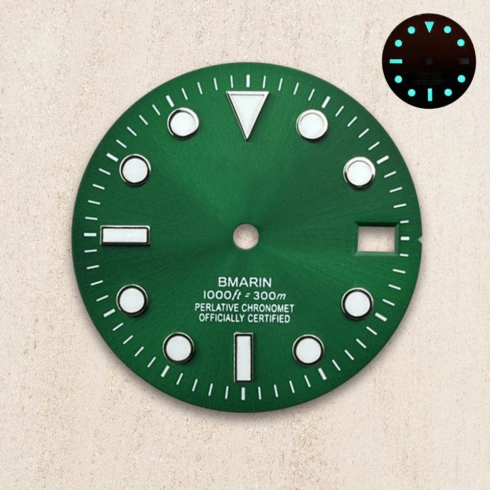 28.5mm S Logo Dial Blue Luminous Suitable For NH35/NH36/4R/7S Japanese Automatic Movement  Watch Modification Accessories