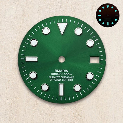 28.5mm S Logo Dial Blue Luminous Suitable For NH35/NH36/4R/7S Japanese Automatic Movement  Watch Modification Accessories