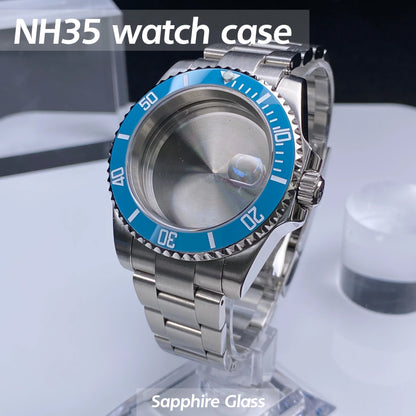 Sub Watch Case NH35 sliver 40mm GMT/SUB 120 clicks Stainless Steel Sapphire Glass fit nh34 nh35 nh36 movement 28.5mm Date Dial