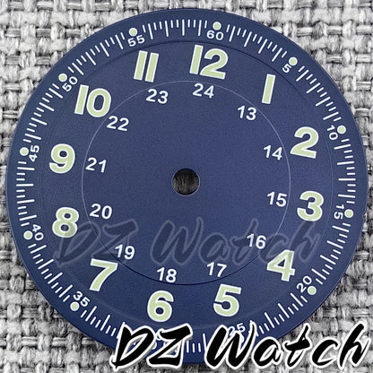 NH35 New 29mm Black/White/Green/Blue Pilot Style Watch Dial Face Set Arabic Numerals Fit NH36 ETA2824 PT5000 Automatic Movement