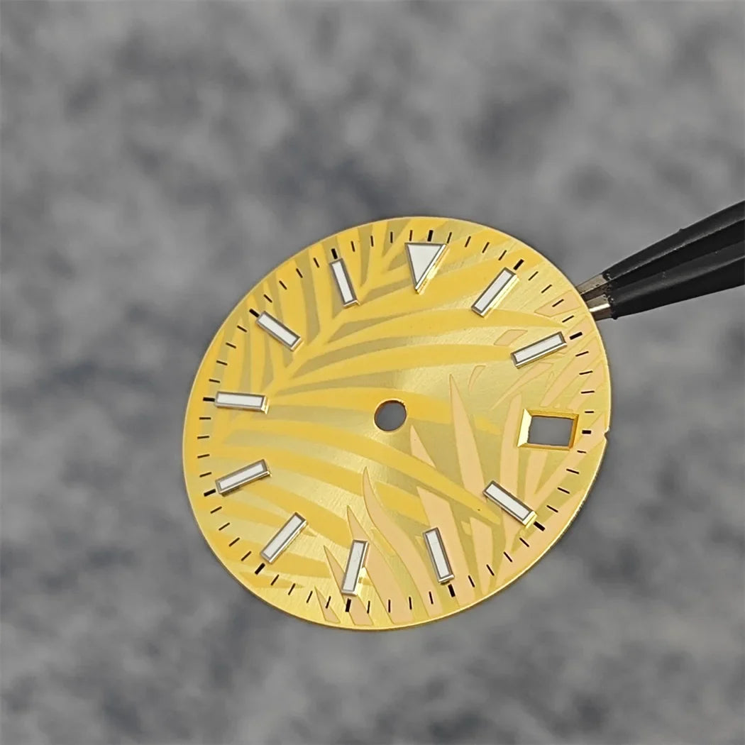 28.5mm leaf Watch Dial Blue Green Luminous for NH35/NH35A/4R/7S Movement 28.5mm Watch Faces Watch Accessories Replacement Parts