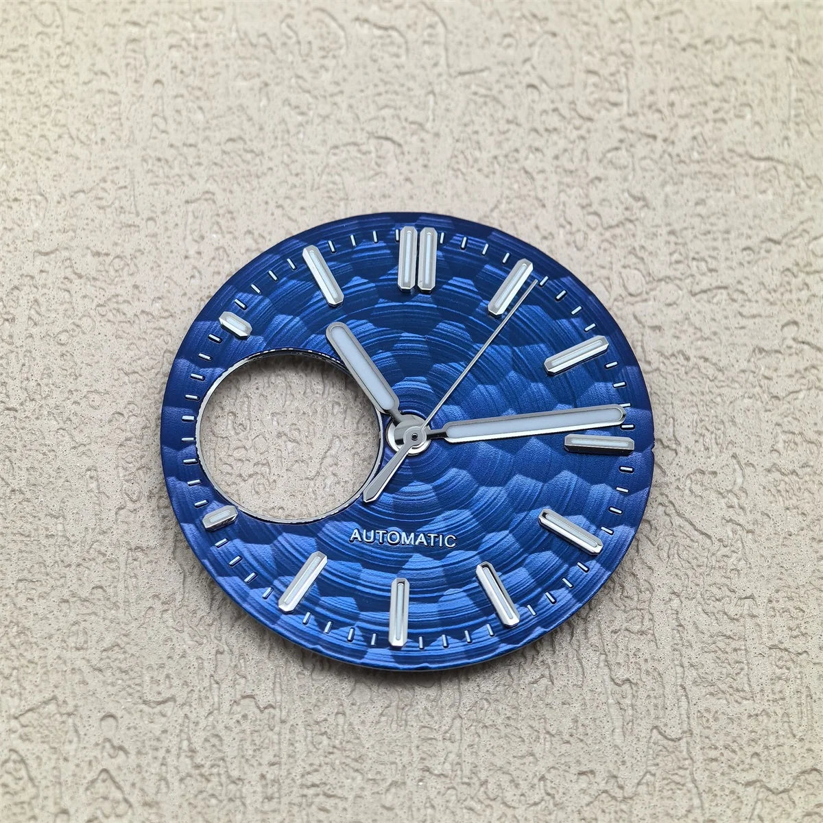 28.5mm Honeycomb Texture Watch Dial Hands Set Green Luminous Faces for NH34 NH38 Movement