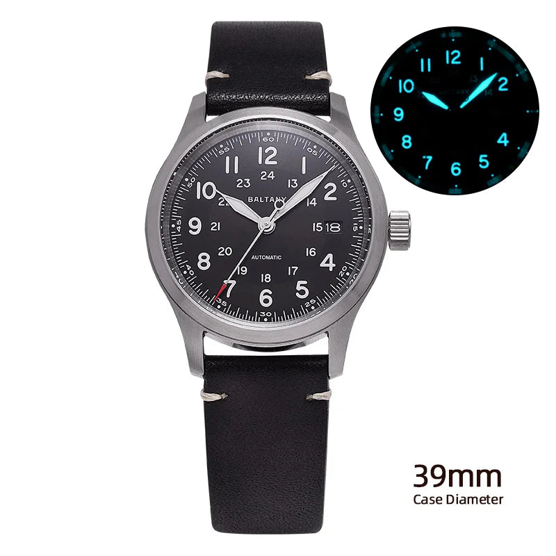 Baltany Field Watch S2049 Customizable 10ATM Waterproof 39mm  NH35 Automatic Ar Sapphire Swiss lume