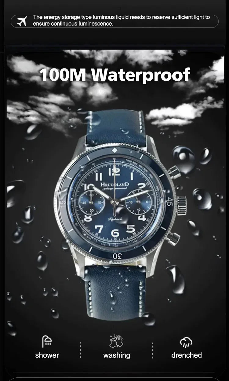 Fifty Fathoms Mod Hruodland Fo19  Chronograph Watch VK64 Quartz AR Sapphire 40MM 10bar