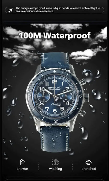 Fifty Fathoms Mod Hruodland Fo19  Chronograph Watch VK64 Quartz AR Sapphire 40MM 10bar