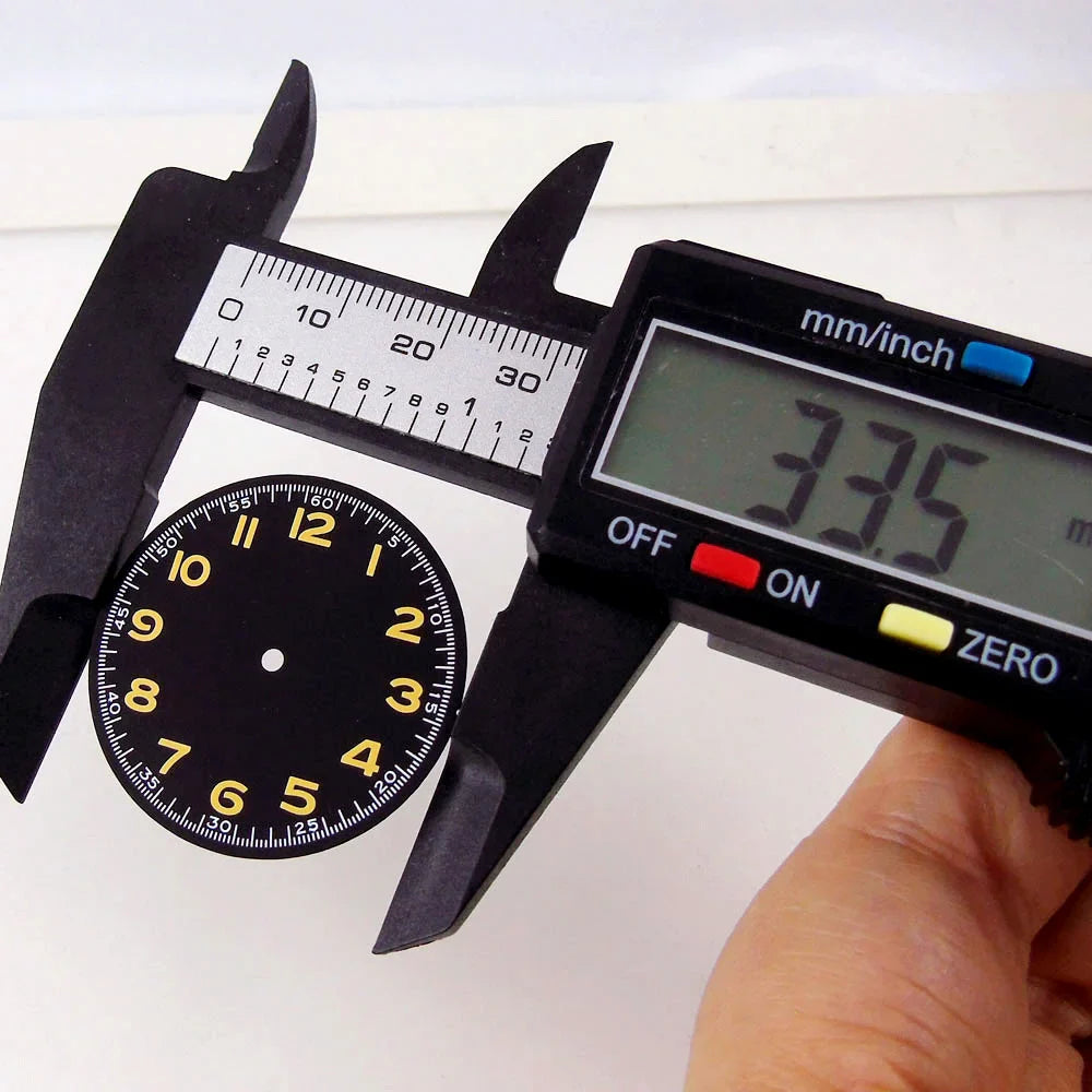 Nologo 33.5mm Watch Dial Yellow Hand set for NH 35A NH 36A 7s26 7s36 7s25 7s35 4r15 4r35 4r36 6309 7002 7009 ET A2824 PT 5000 ST 2130