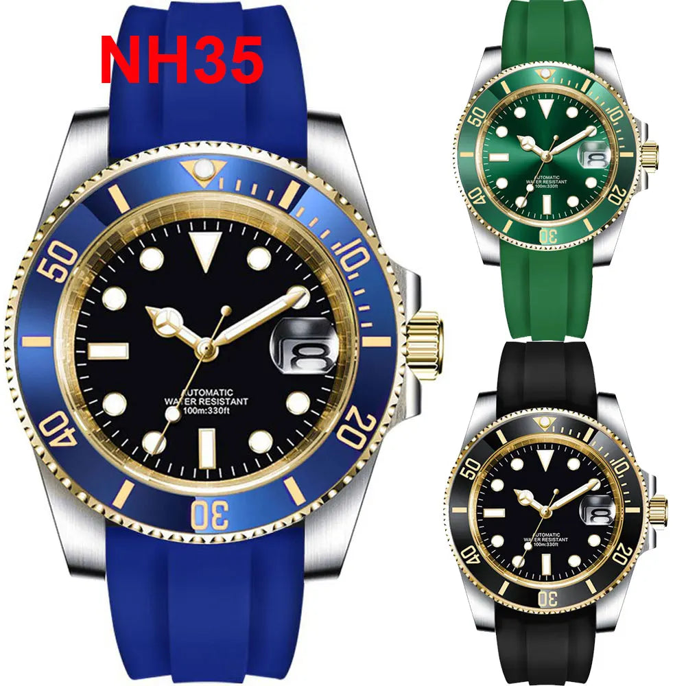 Corgeut 3002 Dive Watch  NH35 / miyota 8215 40mm Yacht Watch Two Tone Gold Ceremic Bezel  10bar Sapphire