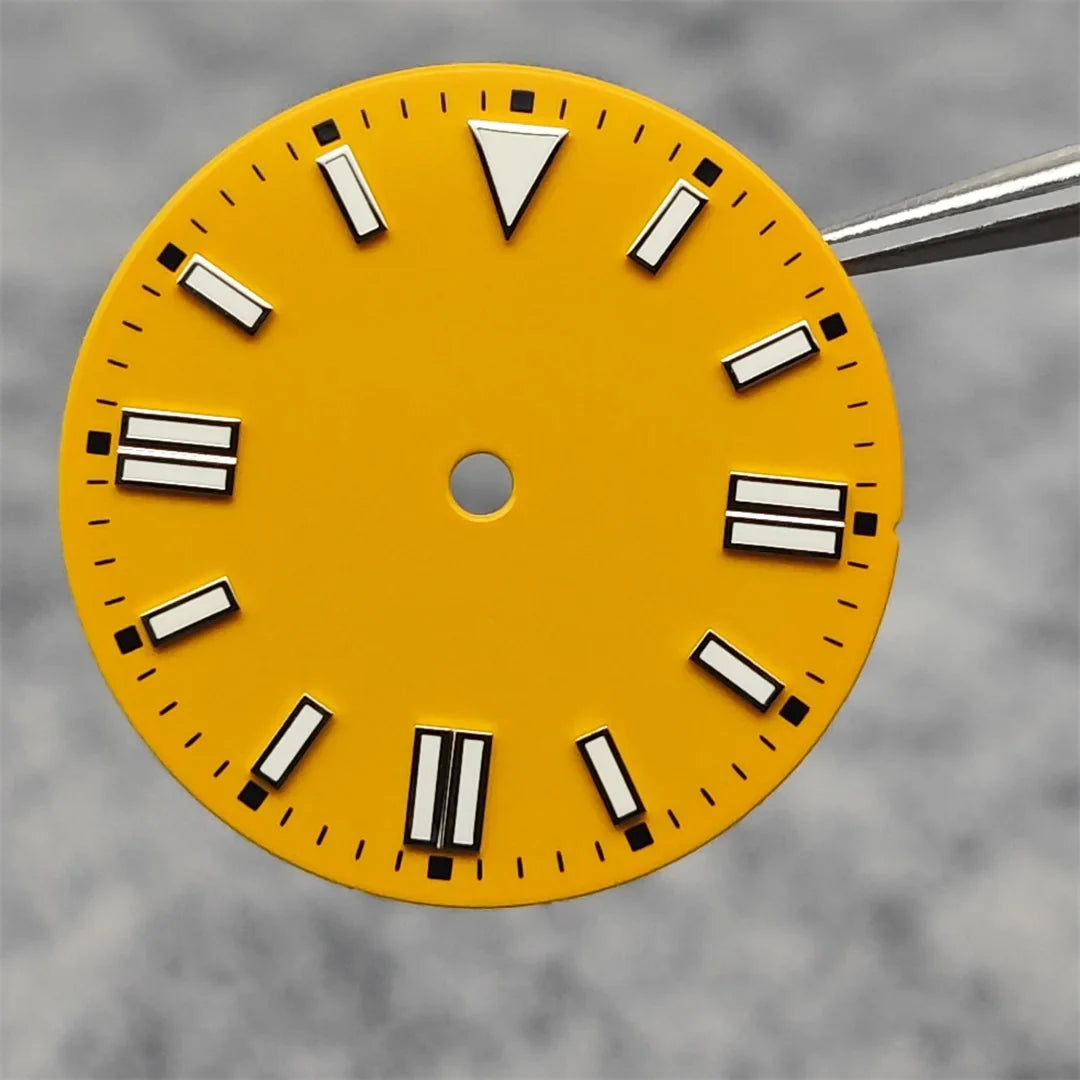 28.5mm Watch Dial Colorful Enameled Surface with Green Luminous Watch Faces for NH35/ ETA2836/ 8215 Mechanical Movement