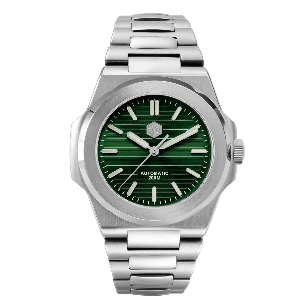 San Martin SN0076 42mm PT5000 Sw200 Automatic Dress Watch 20bar AR Sapphire BGW9 Lume