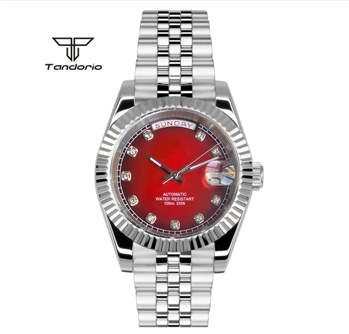 Tandorio Day Date Watch TD139 Seiko NH36 39mm / 36mm Sunburst Sapphire 10Bar