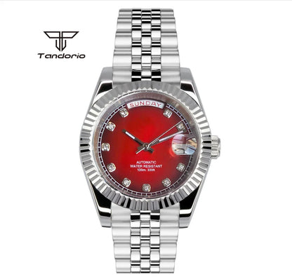Tandorio Day Date Watch TD139 Seiko NH36 39mm / 36mm Sunburst Sapphire 10Bar