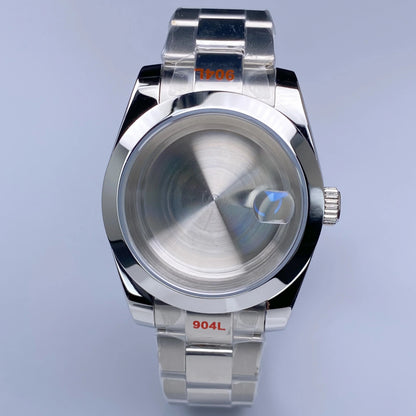 Fluted NH35 watch case Oyster 36/39mm High Quality Sliver Stainless Steel Sapphire Glass fit NH34 NH35 NH36 Movement Accessories Watch case