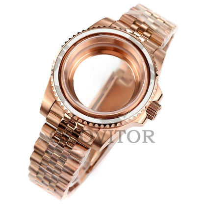 NH35 Watch Case 40mm For GMT YACHT-MASTER Seiko NH34/NH35/NH36/NH38 Movement Rose Gold Jubilee Bracelet Submariner NH35 Case