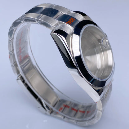 Fluted NH35 watch case Oyster 36/39mm High Quality Sliver Stainless Steel Sapphire Glass fit NH34 NH35 NH36 Movement Accessories Watch case
