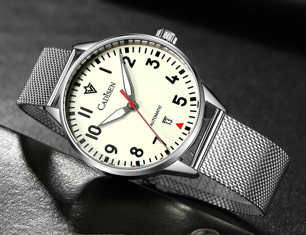 Cadisen C8224 Minimalist C3 Luminous Miyota 8215 AR Sapphire 5ATM Mesh strap 40MM