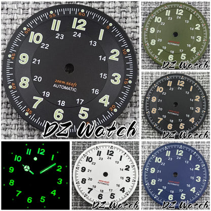 NH35 New 29mm Black/White/Green/Blue Pilot Style Watch Dial Face Set Arabic Numerals Fit NH36 ETA2824 PT5000 Automatic Movement