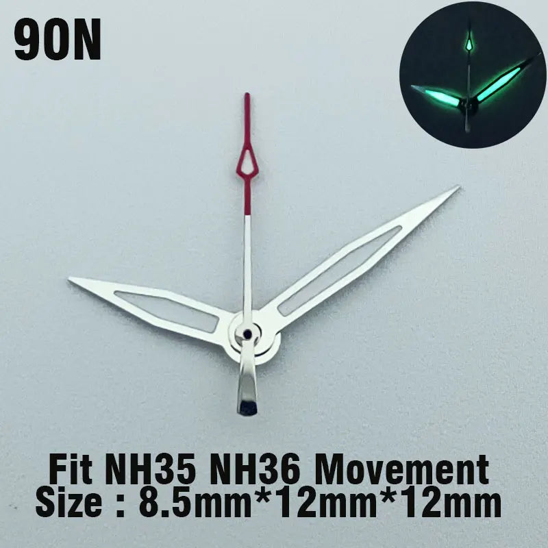 Watch hands NH series 35 36 hands Green glow in the dark hands seconds Watch accessories for NH series 35 36 movement assembly