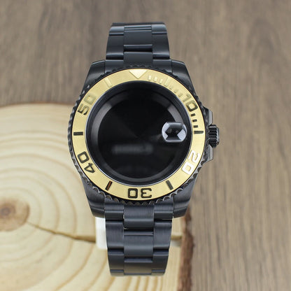 40mm NH35 Accessories Watch Case bands Sapphire for NH35 NH36 NH34 NH70 8215 2824 PT5000 Movt Black Yacht Ceramic bezel insert