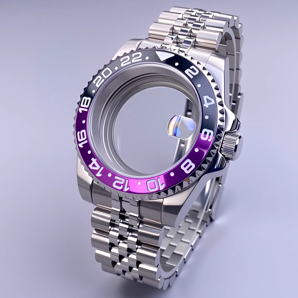 40mm SUB Case NH35 Sliver with Sapphire Crystal 120 Click Compatible with NH34/NH35/NH36 Movements Water-Resistant 28.5mm Dial