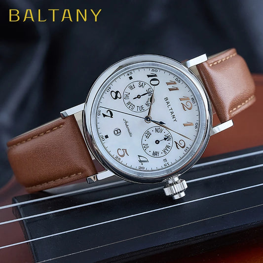 Baltany Pilot Watch Men S6048 9122 Automatic Watch Hardening Process Vickers 500HV Waterproof Luxary Mechanical Wristwatch Man