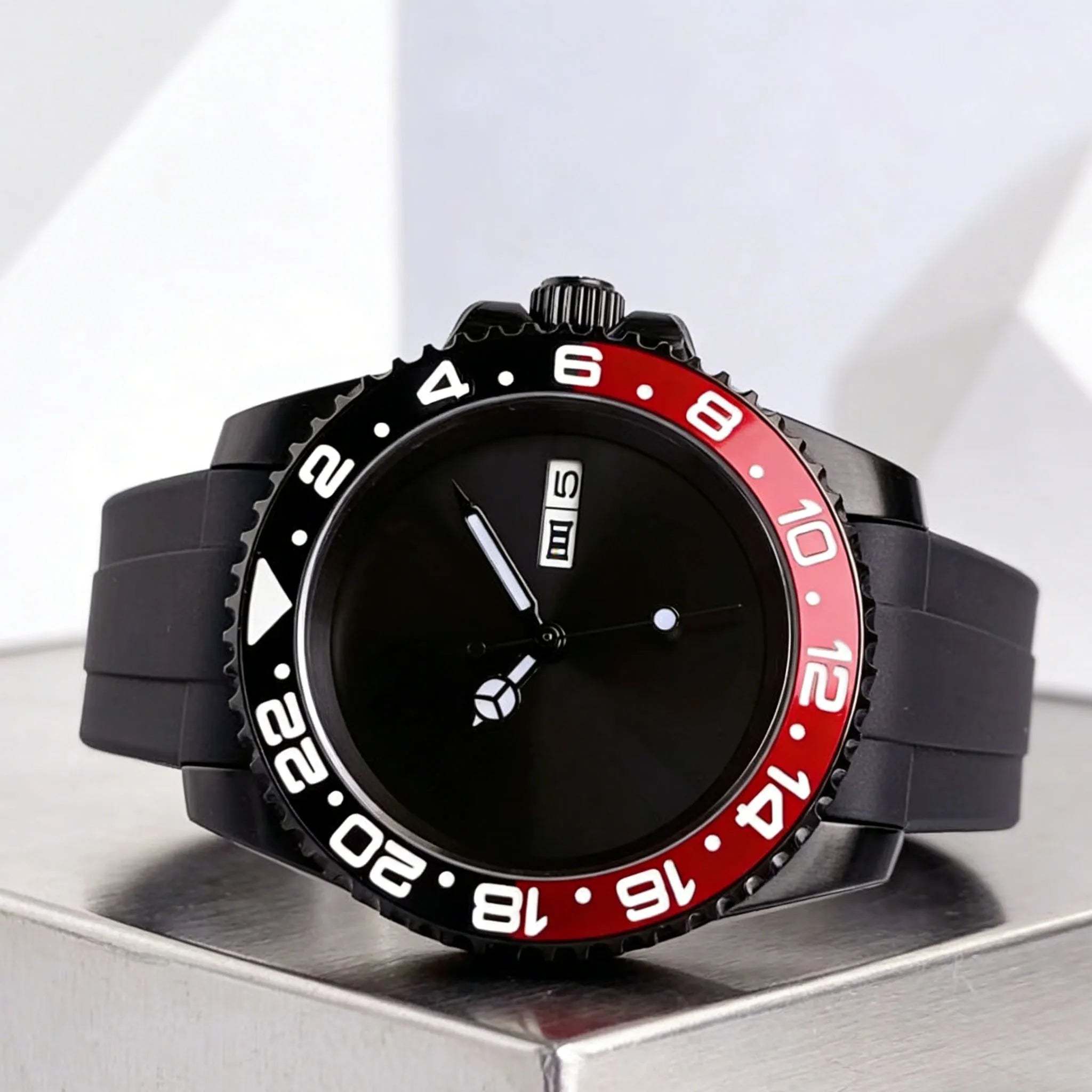 PVD Black Sub Wristfull D305 40mm Japan TMI NH36 Day Date Sapphire 20ATM Dive Watch GMT Bezel