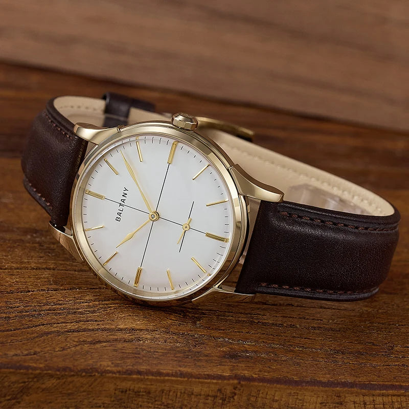 Baltany Dress Watchse Man S4092 Leather Straps Crosshair 38.5mm Dial Small Seconds Hand-Winding Mechanical luxury Wristwatches