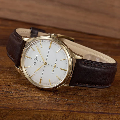 Baltany Dress Watchse Man S4092 Leather Straps Crosshair 38.5mm Dial Small Seconds Hand-Winding Mechanical luxury Wristwatches