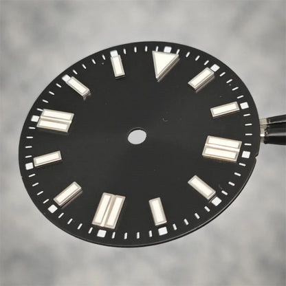 28.5mm Watch Dial Sunray Texture Dial Double Strips Nails Green Luminous Watch Faces for NH35/ 8215/ 2813/ 2836 Movements