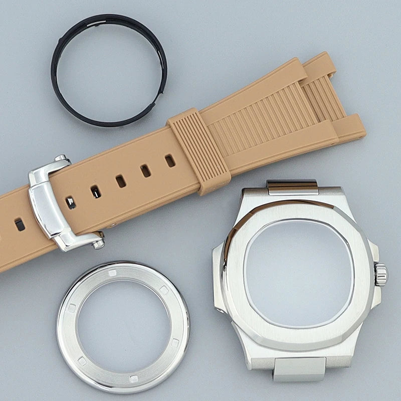 Silver/Black/Rose Gold 40mm Watch Cases Strap Parts Sapphire Glass For NH35 NH36 NH34 NH38 NH72 Movement 30.8mmDial Mod Nautilus