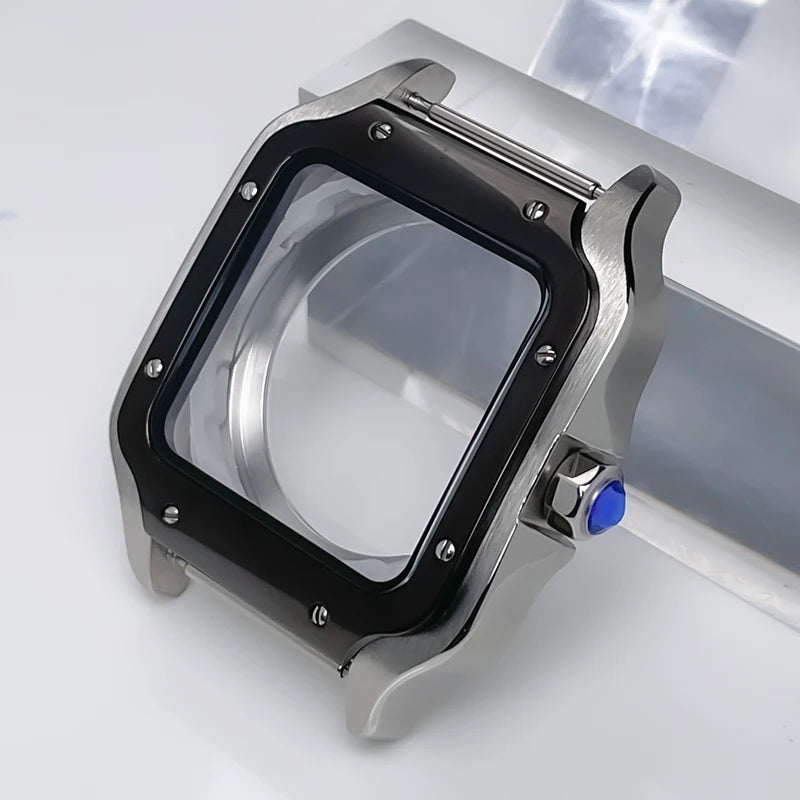 NH35 Case 38mm Sapphire Glass Stainless Steel Square Watch Case Accessories Modification Parts Suitable NH35 NH36 NH38 Movements