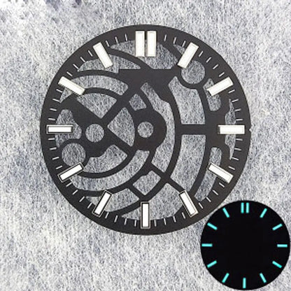 28.5mm Open NH35 Dial C3 Green Luminous Watch Dial Fit NH35 36 38 70 72 Movement Watch Accessories Custom Logo Dial