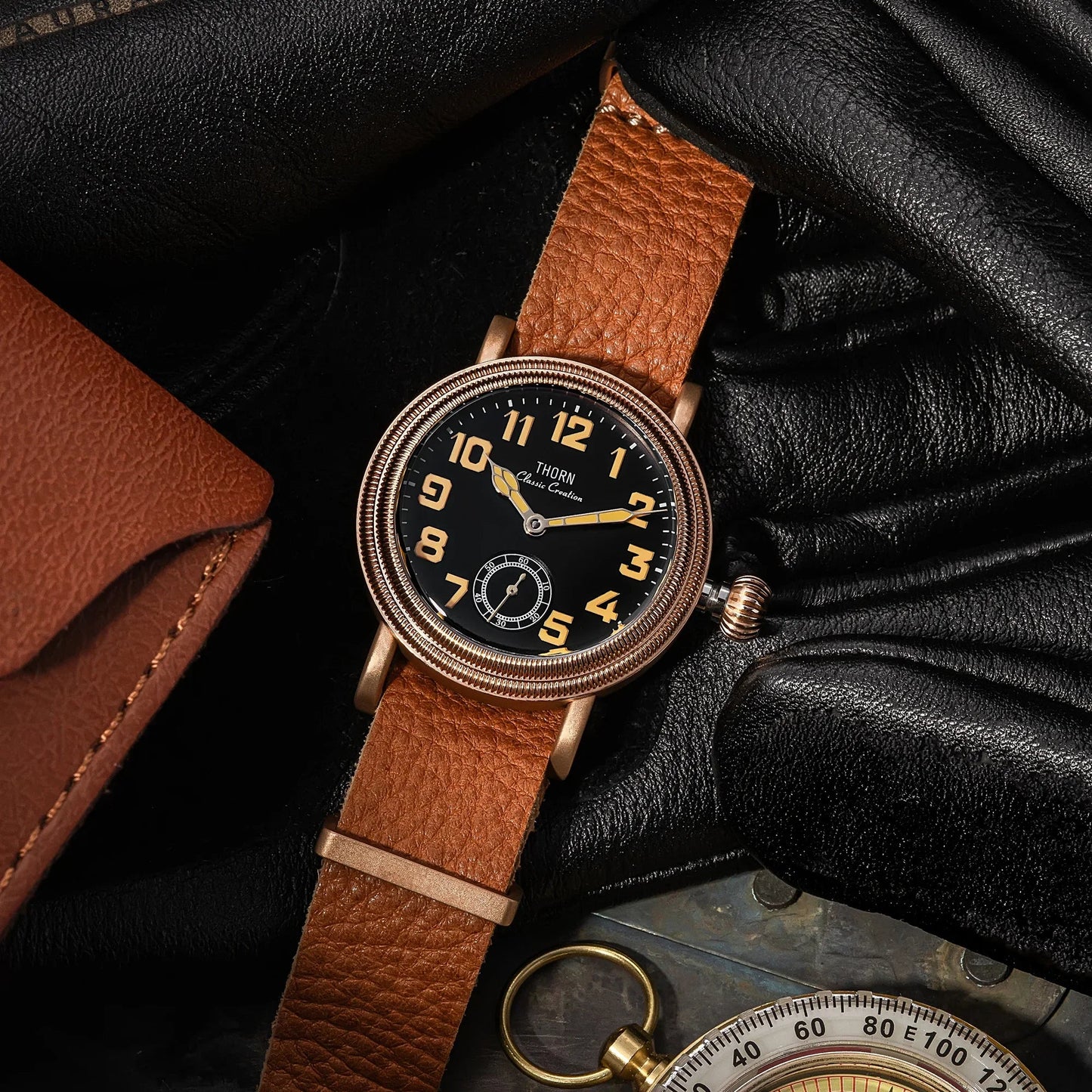 THORN T013 36mm Vintage Pilot Watch ST1700 Manual winding Sub Second Swiss luminous Sapphire