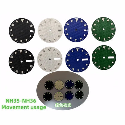 28.5mm Watch Dial Ocean Star Surface Single / Double Calendar Watch Faces Green Luminous Watch Accessory for NH35/NH36 Movement