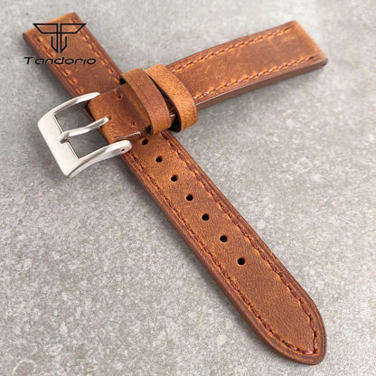 18mm Leather Watchband Vintage Brown Watch Strap Pin Buckle Unisex Wristwatch Accessories Spare Parts Replacements