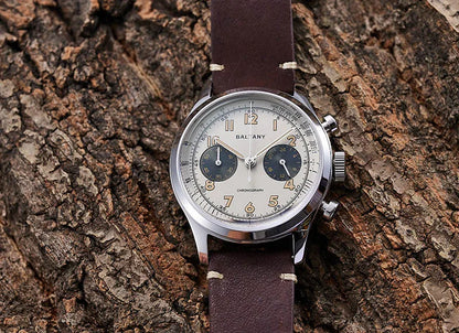 Baltany S5034 Quartz Chronograph Wristwatches 39mm Sapphire Crystal Panda Dial StainlessSteel Retro Super Luminous Vintage Watch