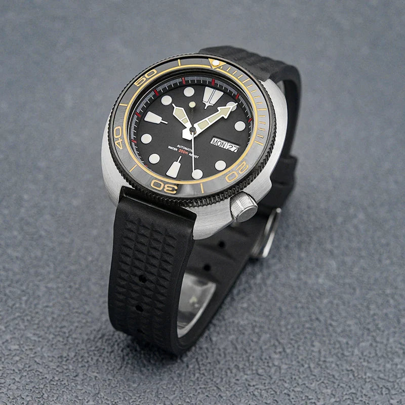 Golden Sterile Turtle SKX6105  Abalone NH36A Sapphire 20Bar Ceramic Bezel 44mm