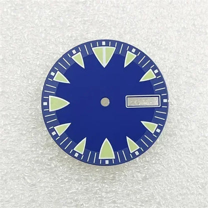 28.5mm Green Luminous NH36 Watch Dial Triangular Scale Dial Mechanical Watch Face for NH36A Movement Dive Watch Repair Parts