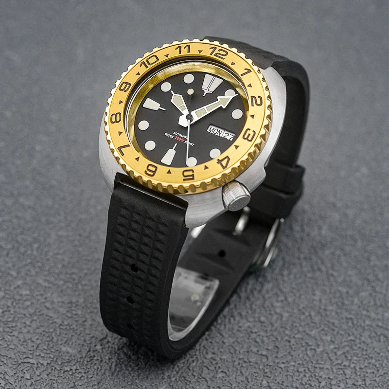 Golden Sterile Turtle SKX6105  Abalone NH36A Sapphire 20Bar Ceramic Bezel 44mm