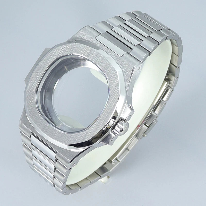 Silver/Black/Rose Gold 40mm Watch Cases Strap Parts Sapphire Glass For NH35 NH36 NH34 NH38 NH72 Movement 30.8mmDial Mod Nautilus