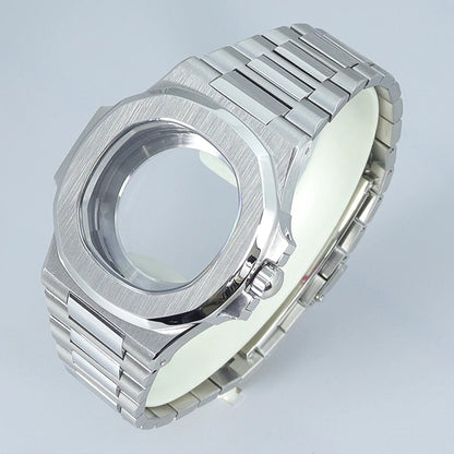 Silver/Black/Rose Gold 40mm Watch Cases Strap Parts Sapphire Glass For NH35 NH36 NH34 NH38 NH72 Movement 30.8mmDial Mod Nautilus