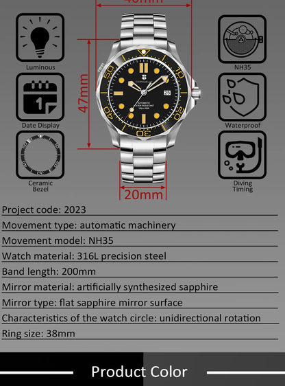 CORGEUT 2023 Seamaster 40mm NH35 Automatic 5bar Sapphire Diver Ceramic Bezel