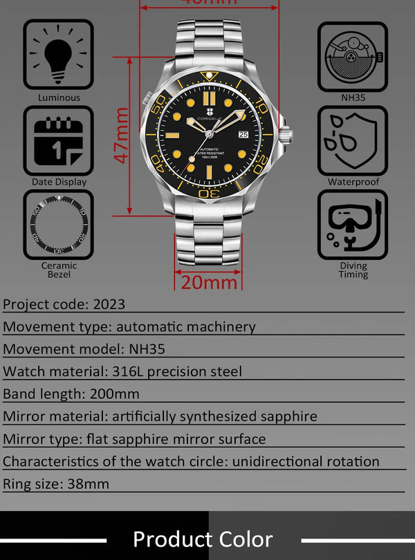 CORGEUT 2023 Seamaster 40mm NH35 Automatic 5bar Sapphire Diver Ceramic Bezel