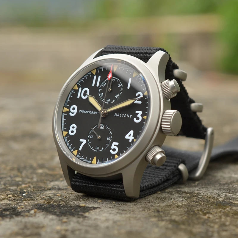 Customizable Baltany Chronograph Watch S5033 39MM Military Quartz Watch VK61  AR Sapphire 100M Waterproof  Swiss Lume