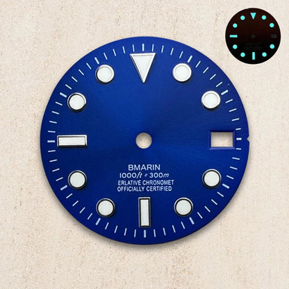28.5mm S Logo Dial Blue Luminous Suitable For NH35/NH36/4R/7S Japanese Automatic Movement  Watch Modification Accessories