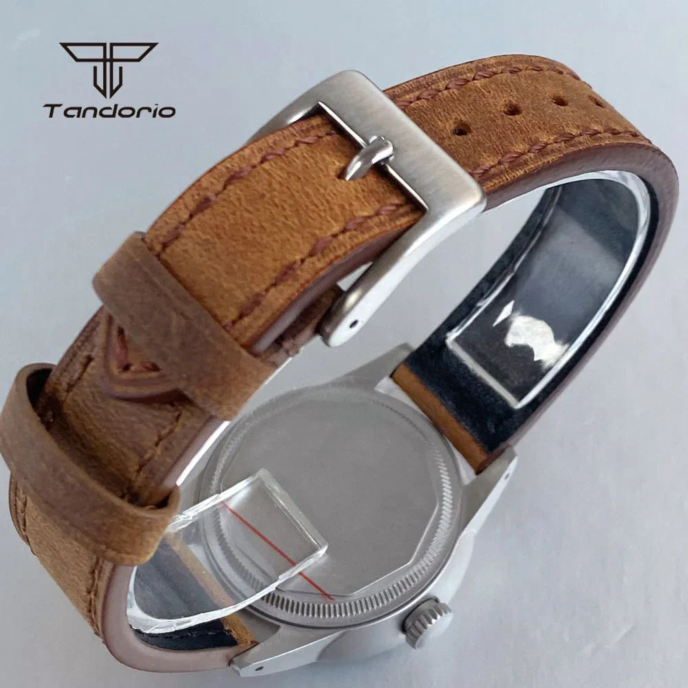 Tandorio GMT Watch TD135G Sandblasted 36mm NH34 Automatic Domed Sapphire 20BAR Lume 24H