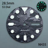 28.5mm S5 Logo SKX007 Starry Dial Fit NH36/4R36 Japan Movement C3 Green Luminous Quality Dial Watch Modification Accessories