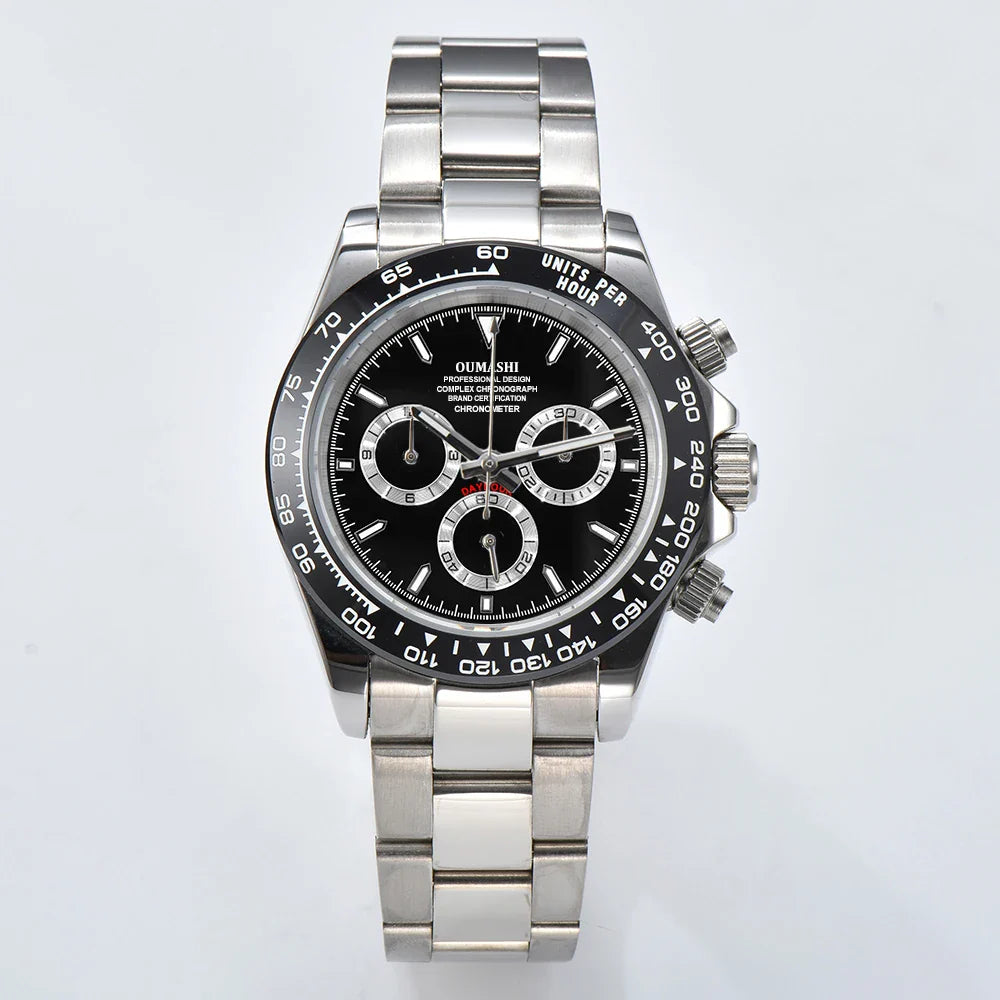 Oumashi Chronograph Automatic  ETA 7750 MOVT custom logo sapphire 40mm Daytona Panda Watch 5Bar