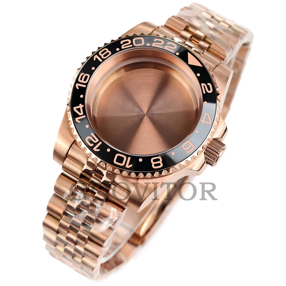 NH35 Watch Case 40mm For GMT YACHT-MASTER Seiko NH34/NH35/NH36/NH38 Movement Rose Gold Jubilee Bracelet Submariner NH35 Case