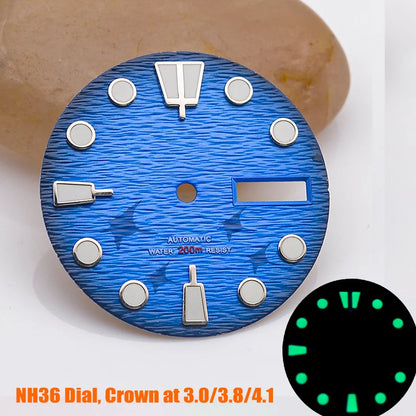 28.5mm Watch Dial NH35 NH36 Dial fit For SKX007 SPRD 6105 Tuna SPB185 SPB187 Watch Cases Feet 3.0 3.8 4.1 Green Luminous Dial